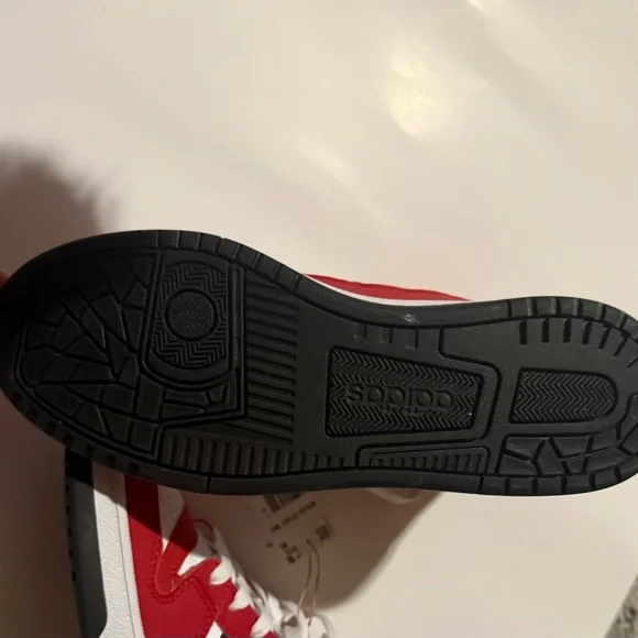 Adidas Red and White Sneakers with Black Stripes - Picture 3 of 7